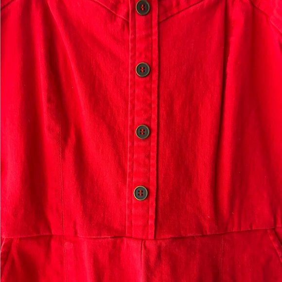 Red Button-Up Romper - Picture 3 of 4